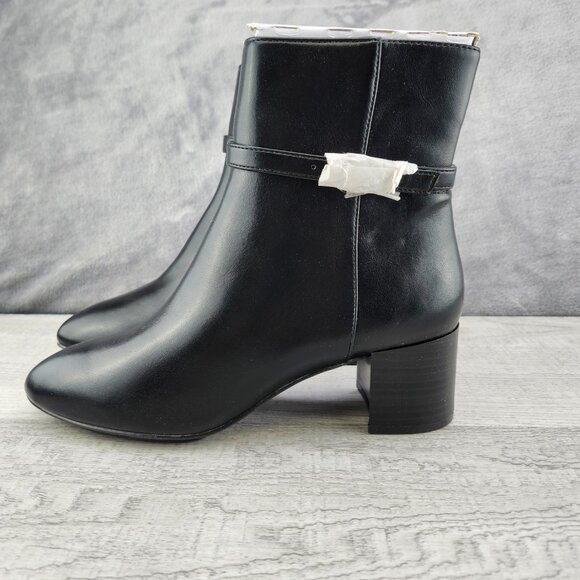 AK Anne Klein Women Size 8 Kalana Black  Over Ankle Iflex Side Zip Faux Leather - Picture 3 of 15